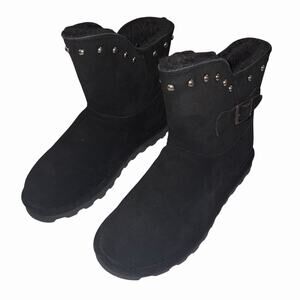 BEARPAW Minnie Women's Size US 9 Black II Suede Studded Ankle Boots NIB 2301W